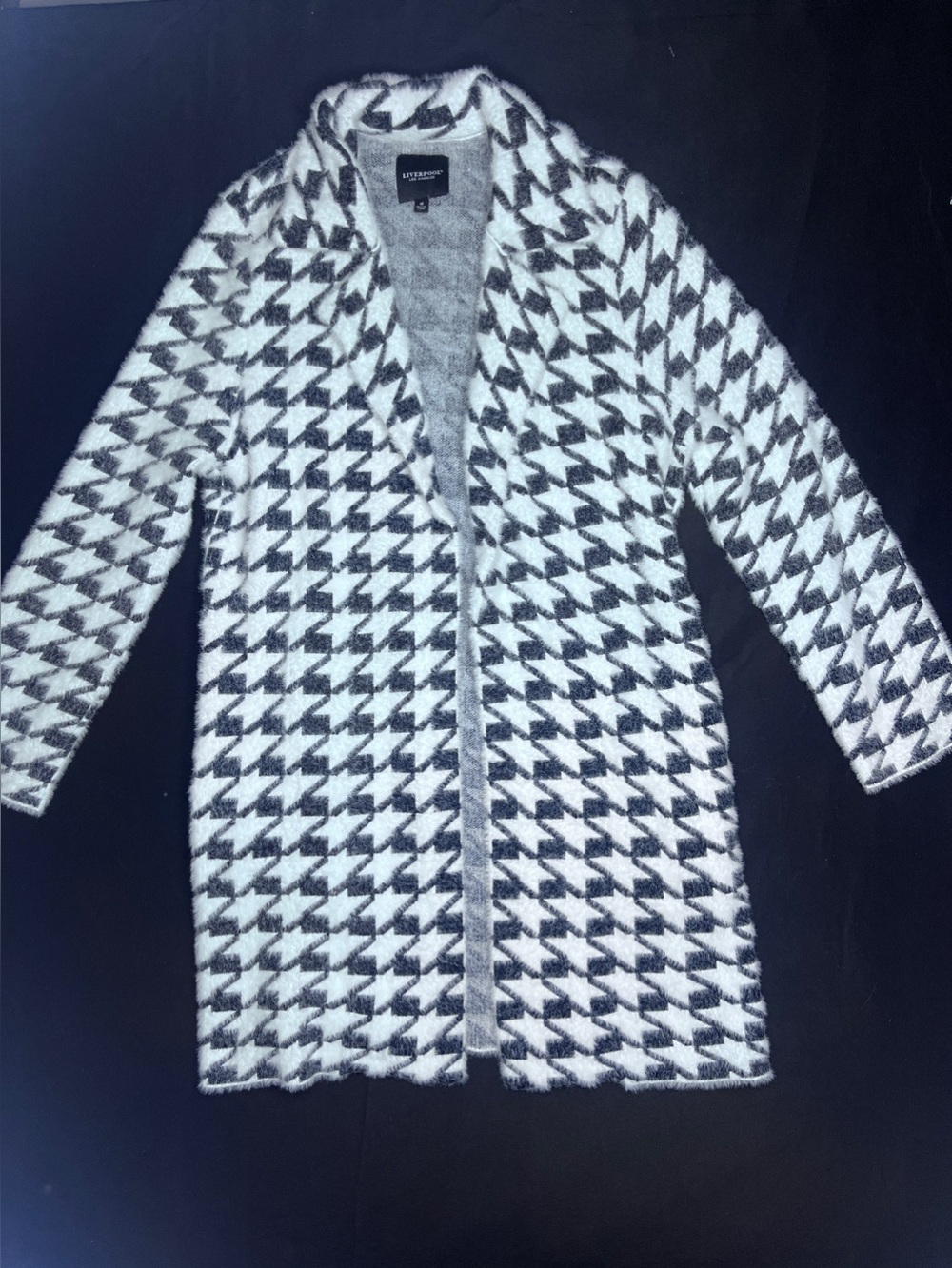 Liverpool Los Angeles Houndstooth Textured Open Front Cardigan Size Medium